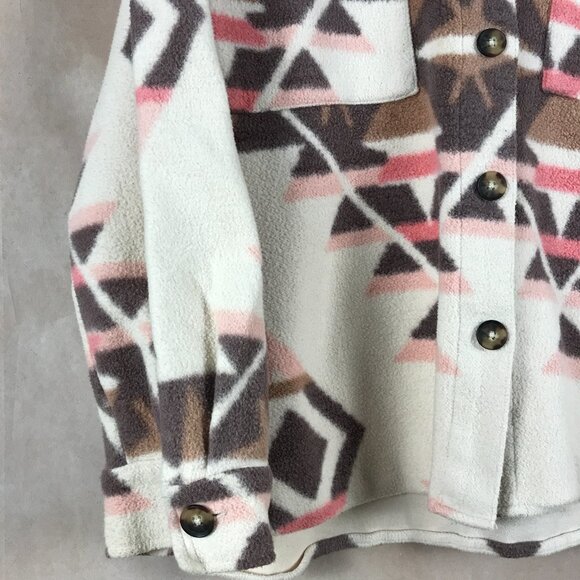 SANCTUARY Women's Aztec Fleece Shirt Jacket Shacket Size 1X - Picture 8 of 9